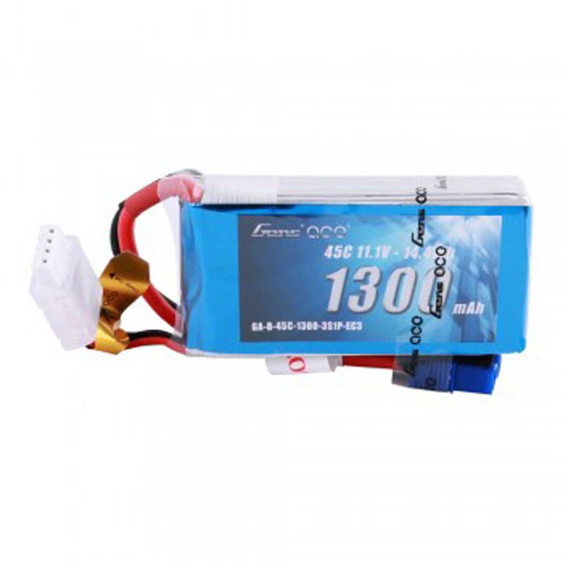 Gens Ace 1300mAh 11.1V 45C 3S1P Lipo Battery Pack w/ EC3 Horizon Hobby