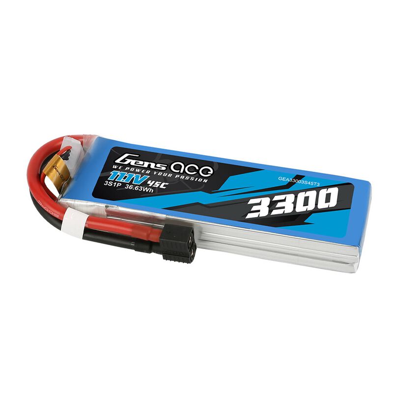 Gens Ace 14.8V 3300mAh 45C 4S LiPo Battery: EC3, Deans GensTattu