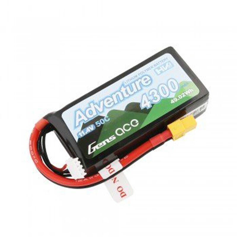 Gens Ace Adventure High Voltage 4300mAh 3S1P 11.4V 60C Lipo Battery with XT60 Plug GensTattu