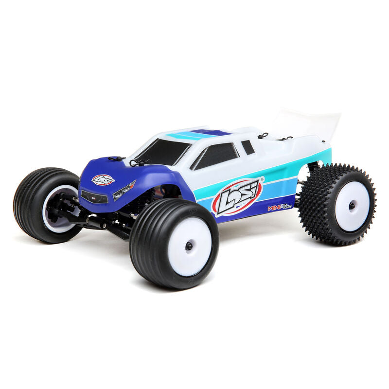 LOSI 1/18 Mini-T 2.0 2WD Stadium Truck Brushless RTR (Blue/White) (LOS01019T2) Horizon Hobby