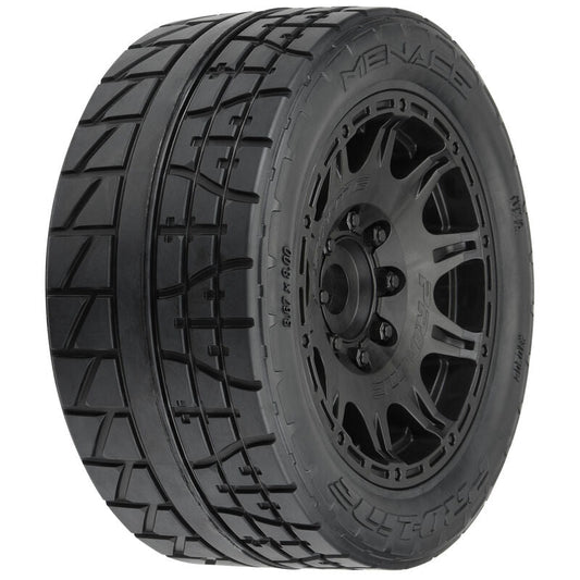 Pro-Line 1/6 Menace HP BELTED Fr/Rr 5.7" MT Tires Mounted 24mm Blk Raid (2) (PRO1020510) Horizon Hobby