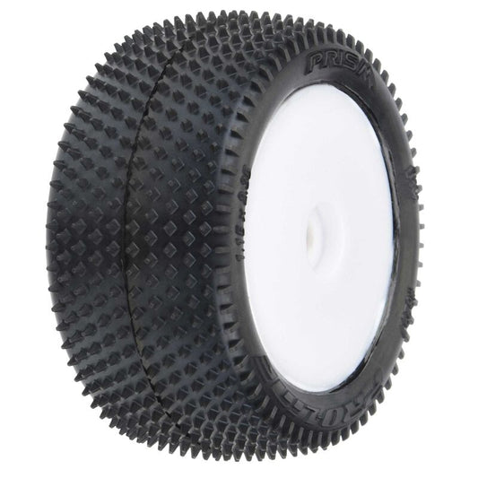 Pro-Line 1/18 Prism Rear Carpet Mini-B Tires Mounted 8mm White Wheels (2) (PRO829713) Horizon Hobby