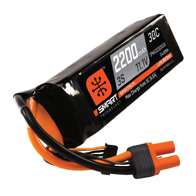 Spektrum 11.1V 2200mAh 3S 30C Smart LiPo Battery, IC3 (SPMX22003S30) Horizon Hobby
