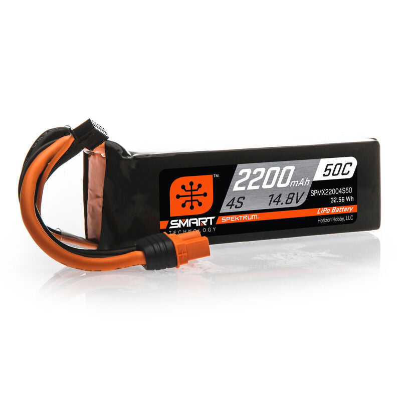 Spektrum 14.8V 2200mAh 4S 50C Smart LiPo Battery: IC3 (SPMX22004S50) Horizon Hobby