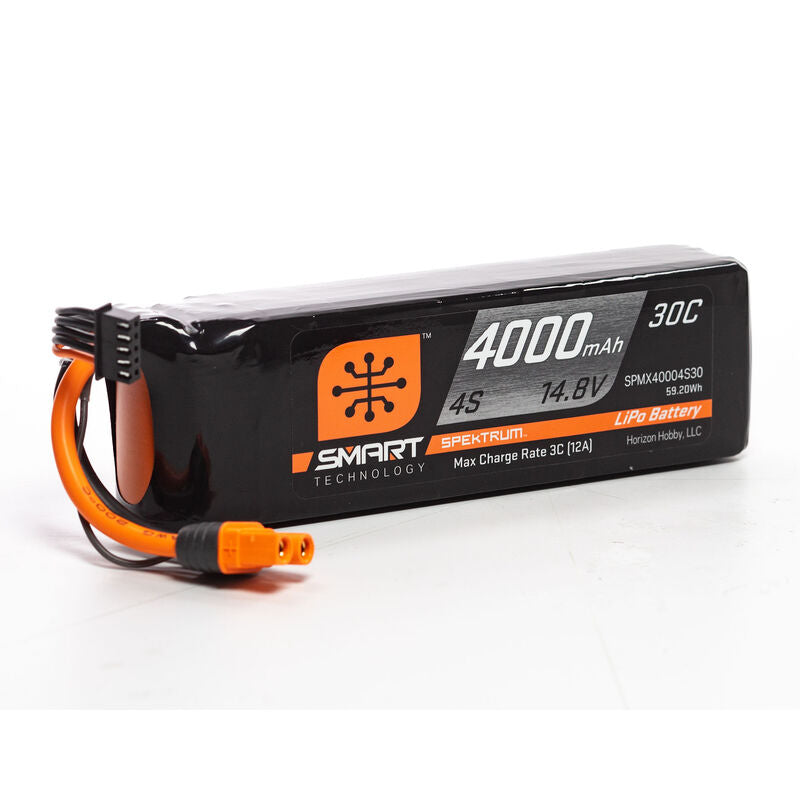 Spektrum 4000mAh 4S 14.8V Smart LiPo Battery 30C, IC3 (SPMX40004S30) Horizon Hobby