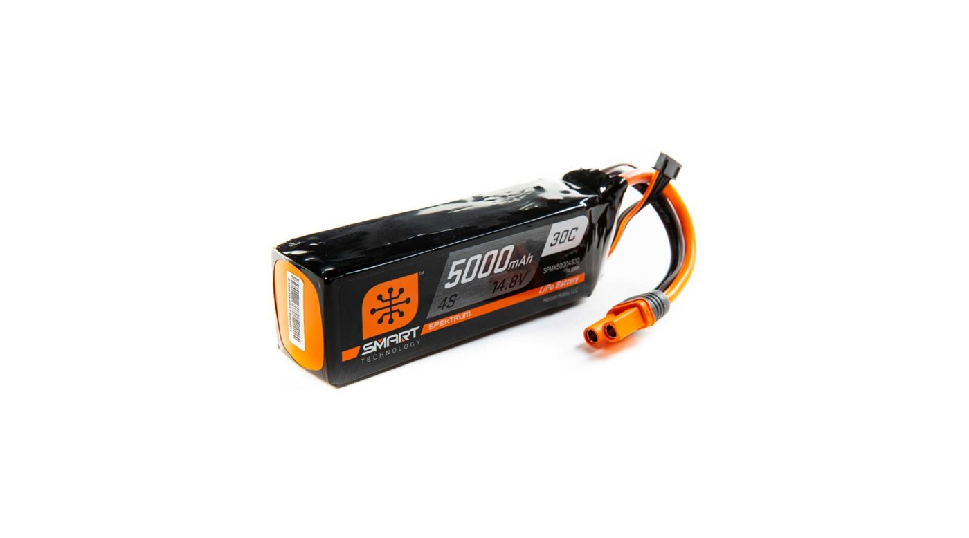 Spektrum 14.8V 5000mAh 4S 30C Smart LiPo Battery: IC5 (SPMX50004S30) Horizon Hobby
