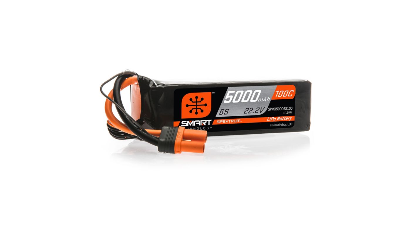 Spektrum 22.2V 5000mAh 6S 100C Smart LiPo Battery: IC5 (SPMX50006S100) Horizon Hobby