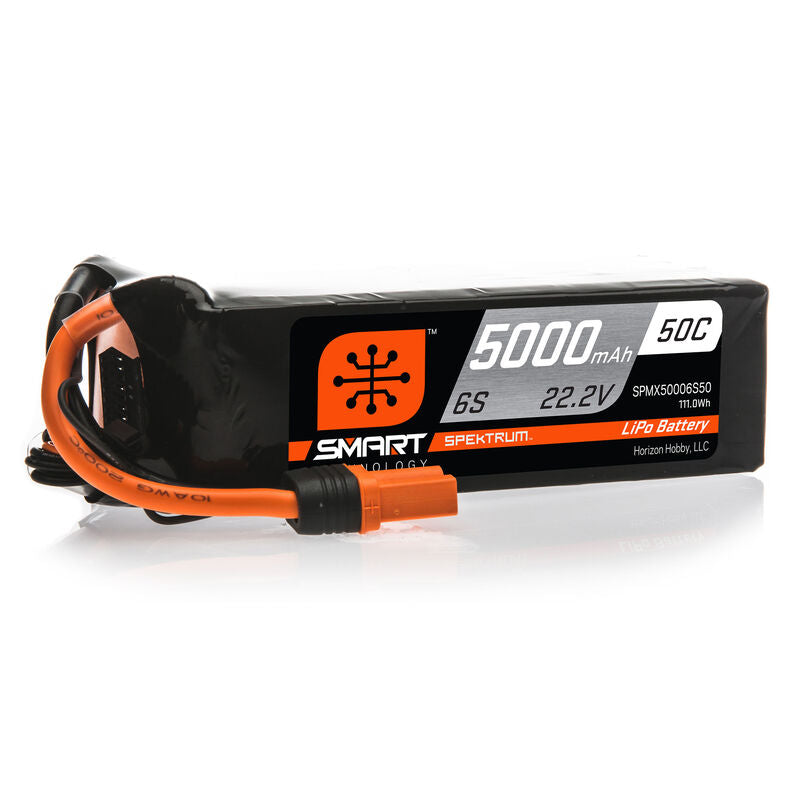 Spektrum 22.2V 5000mAh 6S 50C Smart LiPo Battery: IC5 (SPMX50006S50) Horizon Hobby