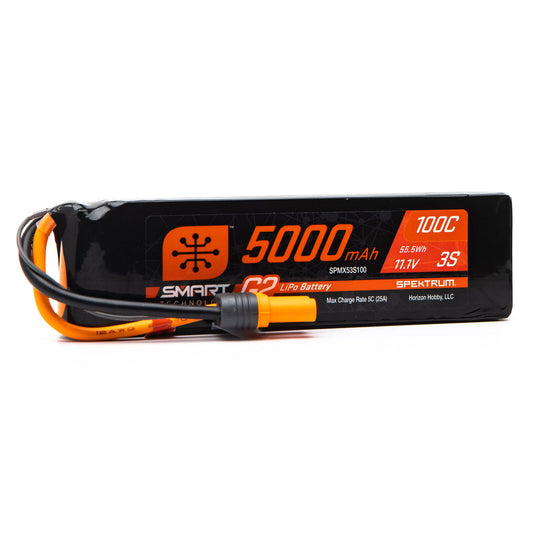 Spektrum 11.1V 5000mAh 3S 100C Smart G2 LiPo Battery: IC5 (SPMX53S100)