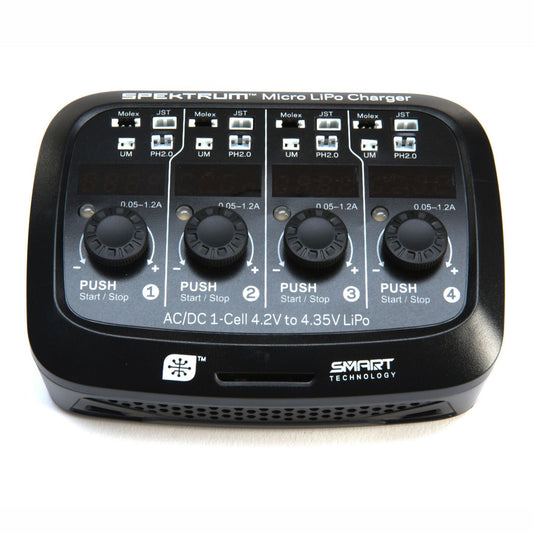 Spektrum S44 Micro 4-Port AC/DC 1S LiPo Smart Charger (SPMXC1040) Horizon Hobby