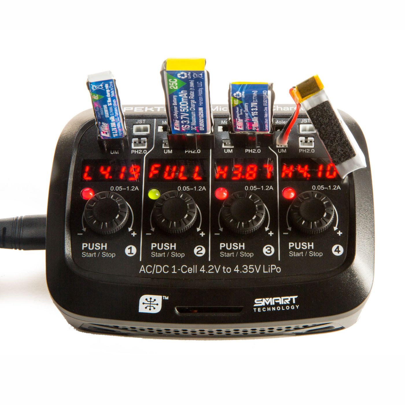 Spektrum S44 Micro 4-Port AC/DC 1S LiPo Smart Charger (SPMXC1040) Horizon Hobby