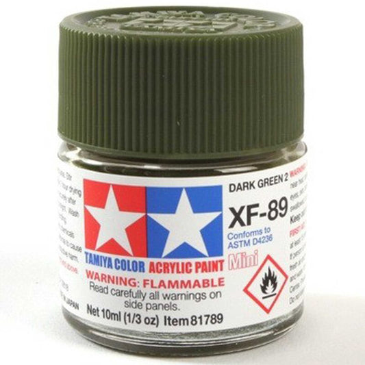 Tamiya Acrylic Mini XF-89 Dark Green 10ml Bottle (2) (TAM81789)