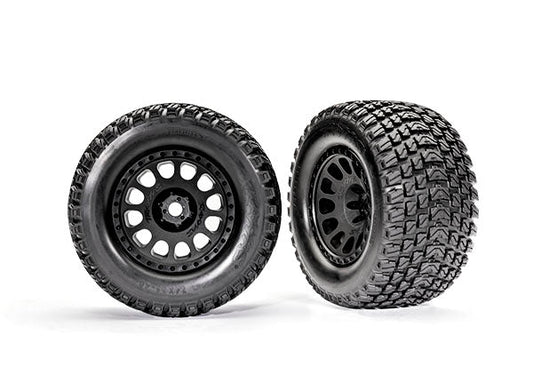 Traxxas Tires & wheels, assembled, glued (XRT™ Race black wheels, Gravix™ tires, foam inserts) (left & right) (7872) TRAXXAS