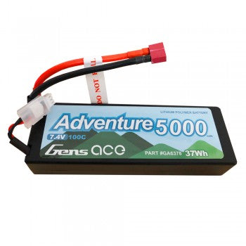 Gens Ace Adventure 5000mAh 7.4V 100C 2S1P HardCase Lipo Battery Pack 24# with Deans GensTattu
