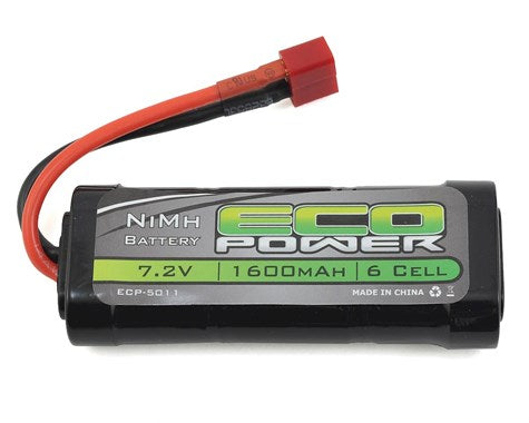 EcoPower 6-Cell NiMH 2/3A Stick Battery w/T-Style Connector (7.2V/1600mAh) (ECP-5011) Amain Hobbies