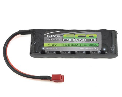 EcoPower 6-Cell NiMH Flat Battery Pack w/T-Style Connector (7.2V/1600mAh) (ECP-5012)