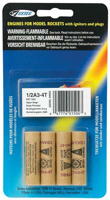 Estes 1/2A3-4T Mini Engine (4) (ESTT1504) Horizon Hobby
