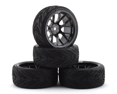 Firebrand RC Hypernova RT9 Pre-Mounted On-Road Tires (4) (Gun Metal) (FBR1WHEHYP527) Amain Hobbies