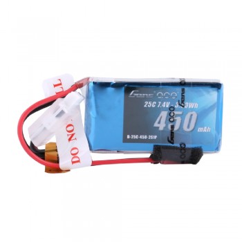 Gens Ace 450mAh 7.4V 25C 2S1P Lipo Battery Pack with JST-SYP Plug GensTattu