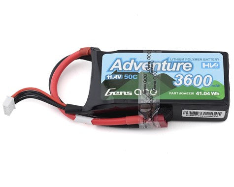 Gens Ace Adventure 3S 50C LiHV Battery Pack w/T-Style Connector (11.4V/3600mAh) Amain Hobbies