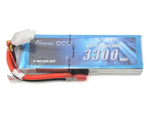 Gens Ace 3300mAh 45C 3S1P 11.1V Lipo Battery Pack with EC3 Plug GensTattu