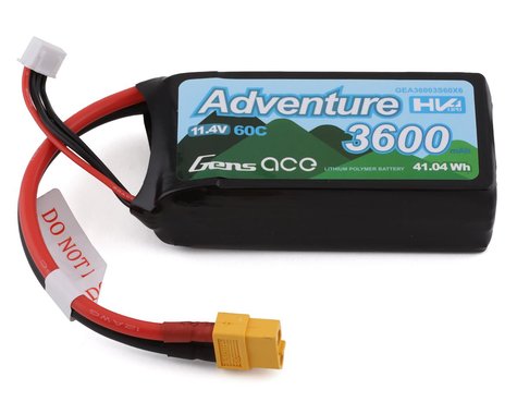 Gens Ace 3s LiHV LiPo Battery 60C w/XT-60 Connector (11.4V/3600mAh) GensTattu