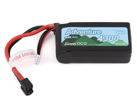 Gens Ace Adventure 3s LiHv Battery Pack 60C (11.4V/4300mAh) w/Universal Connector (GEA43003S60T3) GensTattu