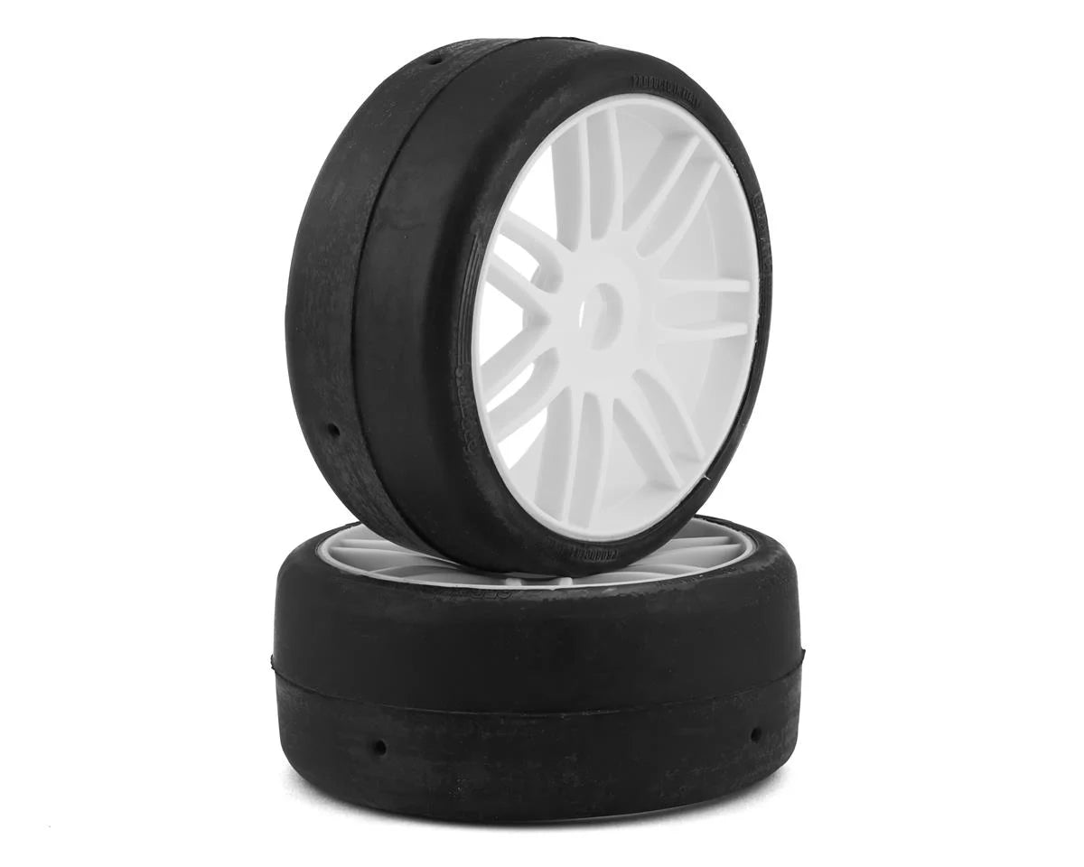 GRP GT - TO2 Slick Belted Pre-Mounted 1/8 Buggy Tires (White) (2) (S2) w/17mm Hex (GRPGTH02-S02) Amain Hobbies