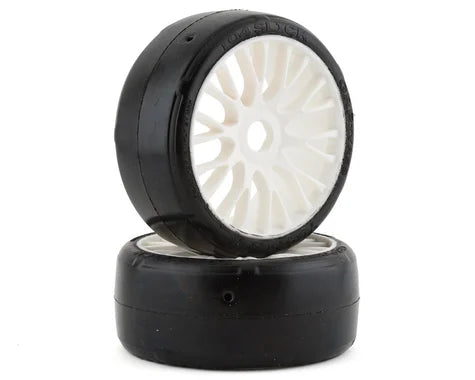 GRP GT - TO4 Slick Belted Pre-Mounted 1/8 Buggy Tires (White) (2) (XM2) w/FLEX Wheel (GRPGTH04-XM2) Amain Hobbies