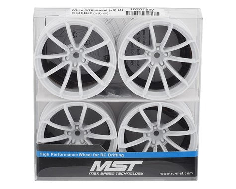 MST GTR Wheel Set (White) (4) (+9 Offset) 102078W Amain Hobbies