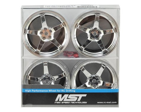 MST GT Wheel Set (Chrome/Chrome) (4) (Offset Changeable) 102099S Amain Hobbies