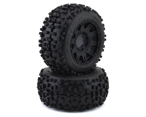 Pro-Line Badlands 3.8" Pre-Mounted Truck Tires (2) (Black) w/Raid Wheels (M2) (PRO117810) Horizon Hobby