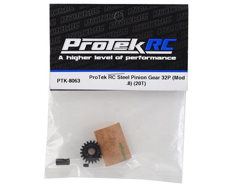 ProTek RC Steel 32P Pinion Gear w/3.17mm Reducer Sleeve (Mod .8) (5mm Bore) (20T) (PTK-8063) Amain Hobbies