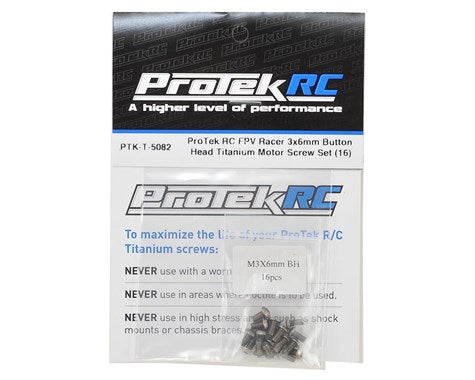 ProTek RC FPV Racer 3x6mm Button Head Titanium Motor Screw Set (16) (PTK-T-5082) Amain Hobbies