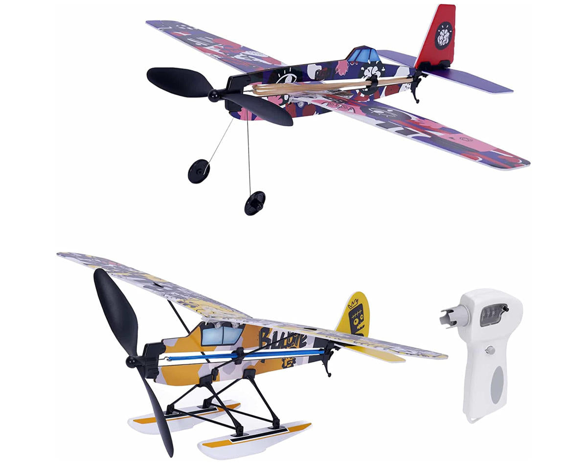 PlaySTEM Airplane Science Rubber Band Powered 3-in-1 Airplane Set (PYSXP04203) Amain Hobbies