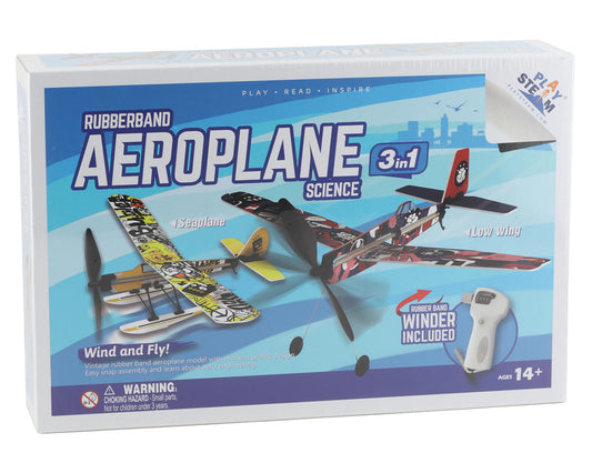 PlaySTEM Airplane Science Rubber Band Powered 3-in-1 Airplane Set (PYSXP04203) Amain Hobbies
