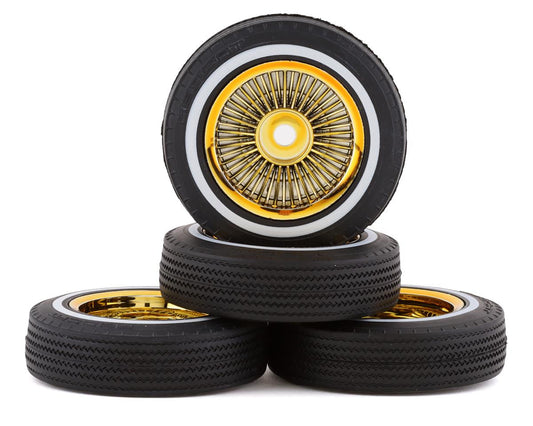 Redcat Racing SixtyFour Whitewall Low Pro Tires & Wheels w/Wheel Nuts (Gold) (RER14434) Redcat