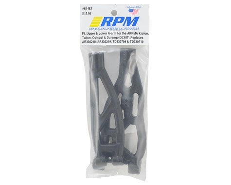 RPM Arrma Kraton/Outcast Front Upper & Lower Suspension Arm Set (Black) (RPM81482) Horizon Hobby