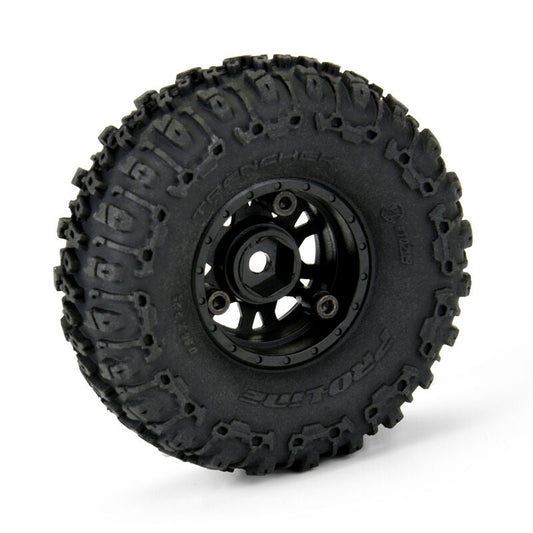 Pro-Line 1/24 Trencher Fr/Rr 1.0" Tires Mounted 7mm Black Impulse (4): SCX24 (PRO1020910) Horizon Hobby