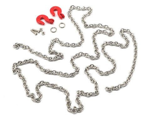 Yeah Racing  96cm 1/10 Crawler Scale Steel Chain Accessory w/Red Hooks (Silver) (YA-0357) Yeah Racing