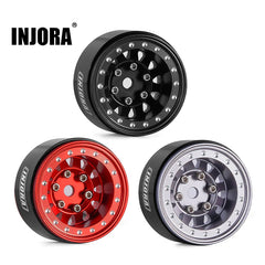 INJORA 1.0" Negative Offset 2.85mm Beadlock Aluminum Wheel Rims for 1/24 RC Crawlers (4) (W1009)
