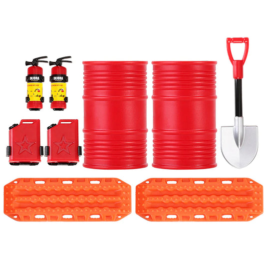 INJORA Mini Fuel Tank Fire Extinguisher Shovel Oil Drum Scale Accessories For 1/24 1/18 RC Crawlers (SCX24-88F)