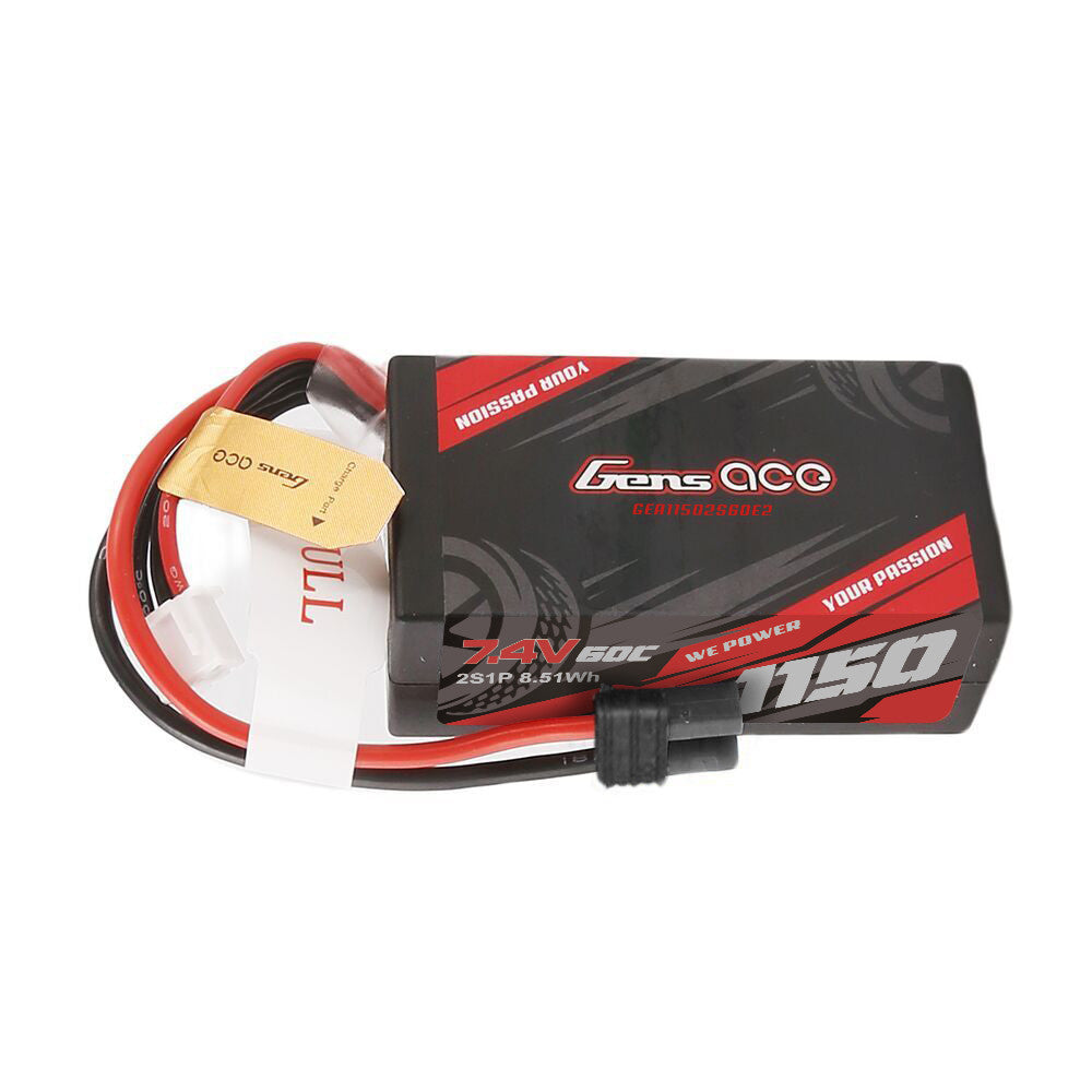 Gens ace 1150mAh 2S 60C 7.4V HardCase Lipo Battery with IEC2 Plug Friendly Hobbies