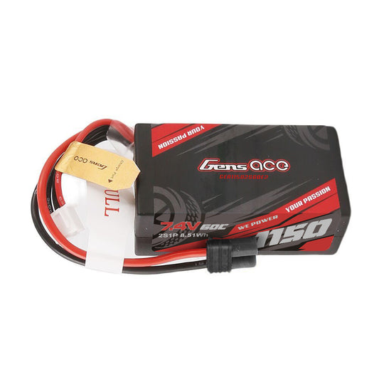 Gens ace 1150mAh 2S 60C 7.4V HardCase Lipo Battery with IEC2 Plug Friendly Hobbies