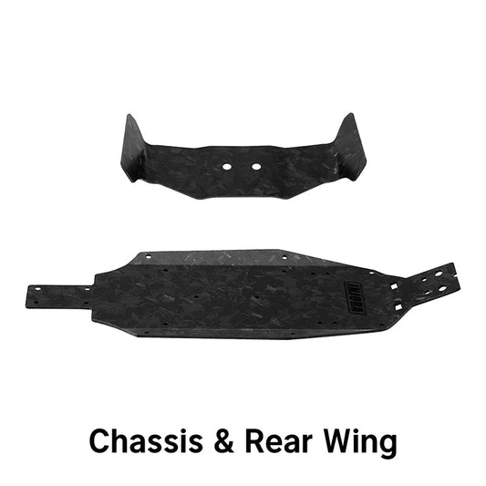 INJORA Forged Carbon Fiber Chassis & Rear Wing for 1/24 Buggy Losi Micro-B(LOS-26)