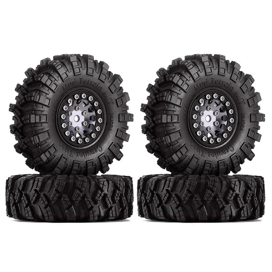 INJORA 1.0" 62*20.5mm Wheel Rims Mud Terrain Tires Set For 1/24 RC Crawlers (4) (W1049-T1007)
