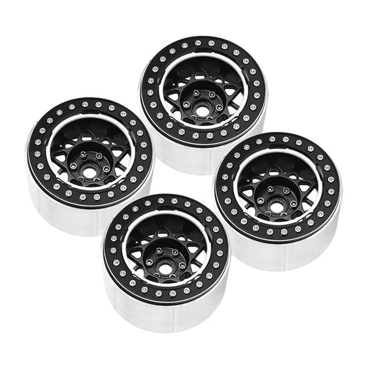 INJORA: 2.2" Deep Dish Negative Offset 10mm Wheels For 1/10 RC Crawler (4) (W2208) (Multiple Colors Available) (DGW-2208B) )