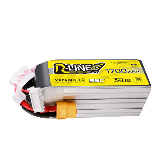 Tattu 1700mAh 6s 95C 22.2V R-Line Lipo Battery Pack with XT60 Plug (TAA17006S95X6)