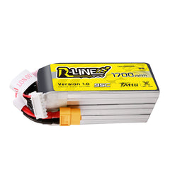 Tattu 1700mAh 6s 95C 22.2V R-Line Lipo Battery Pack with XT60 Plug (TAA17006S95X6)