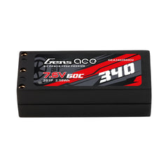 Gens ace 340mAh 2S 60C 7.6V(HV) Lipo Battery | Hardcase | 2mm Bullet to XT60 Adapter | Car Classic GensTattu